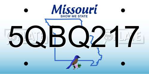 5QBQ217 Missouri License Plate