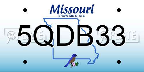 5QDB33 Missouri License Plate