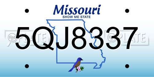 5QJ8337 Missouri License Plate