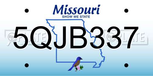 5QJB337 Missouri License Plate