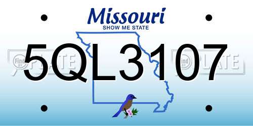 5QL3107 Missouri License Plate