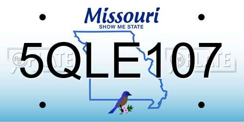 5QLE107 Missouri License Plate