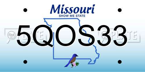 5QOS33 Missouri License Plate