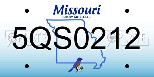 5QS0212 Missouri License Plate