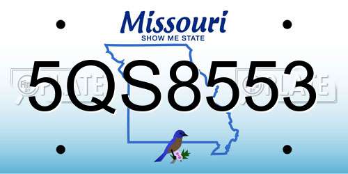 5QS8553 Missouri License Plate