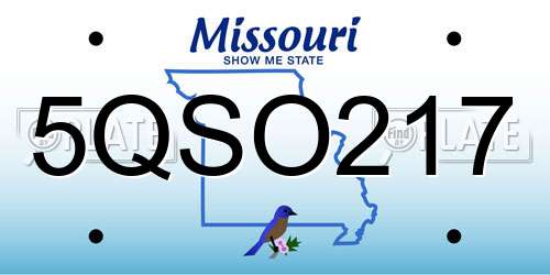 5QSO217 Missouri License Plate