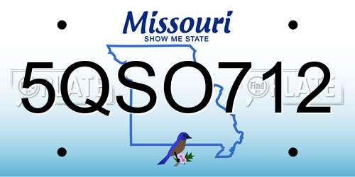 5QSO712 Missouri License Plate