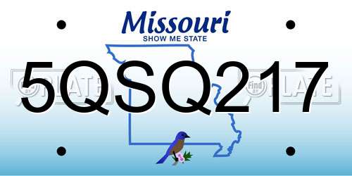 5QSQ217 Missouri License Plate
