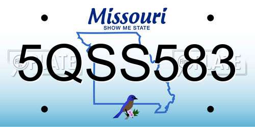 5QSS583 Missouri License Plate