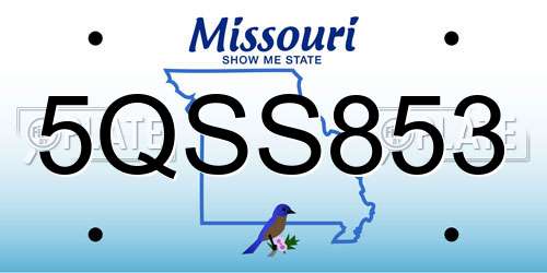 5QSS853 Missouri License Plate