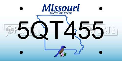 5QT455 Missouri License Plate