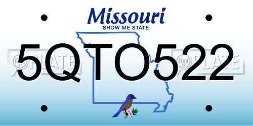 5QTO522 Missouri License Plate