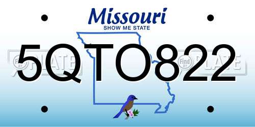 5QTO822 Missouri License Plate