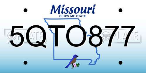 5QTO877 Missouri License Plate