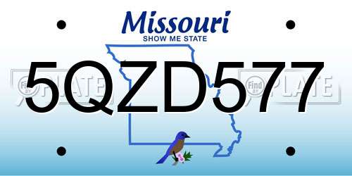 5QZD577 Missouri License Plate