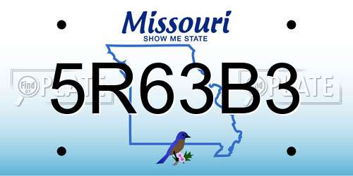 5R63B3 Missouri License Plate