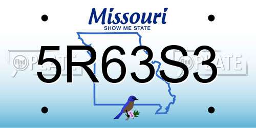 5R63S3 Missouri License Plate