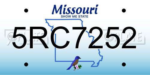 5RC7252 Missouri License Plate