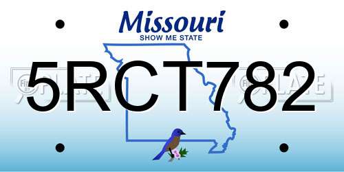 5RCT782 Missouri License Plate
