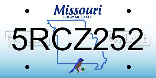 5RCZ252 Missouri License Plate
