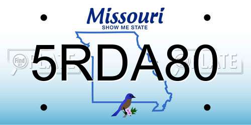 5RDA80 Missouri License Plate