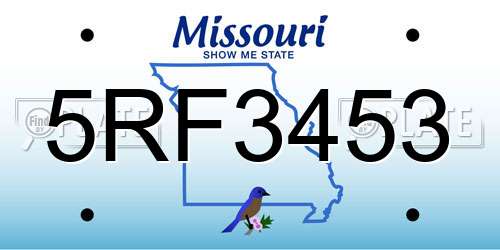 5RF3453 Missouri License Plate
