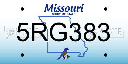 5RG383 Missouri License Plate