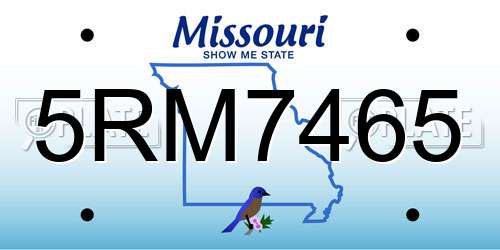5RM7465 Missouri License Plate