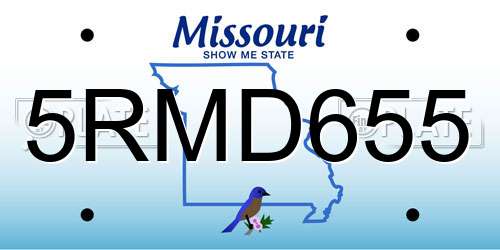 5RMD655 Missouri License Plate