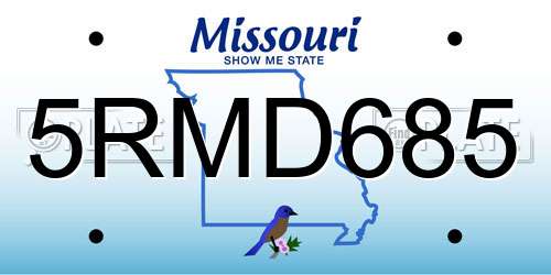 5RMD685 Missouri License Plate