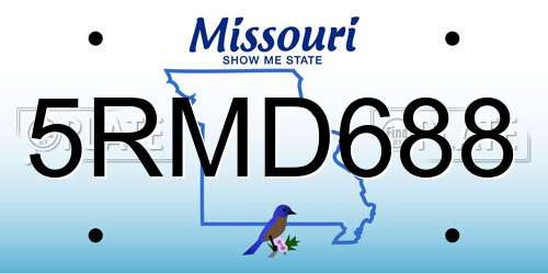 5RMD688 Missouri License Plate