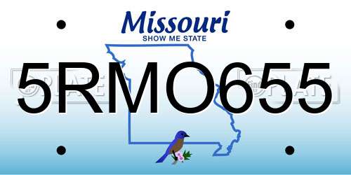 5RMO655 Missouri License Plate