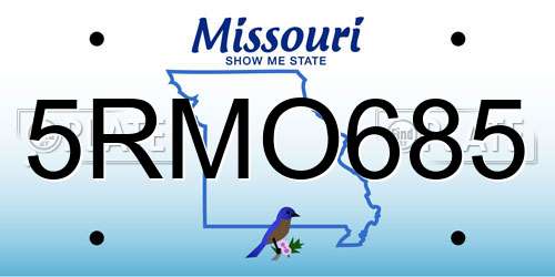 5RMO685 Missouri License Plate