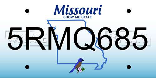 5RMQ685 Missouri License Plate