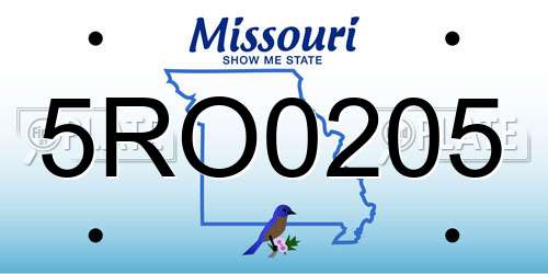 5RO0205 Missouri License Plate
