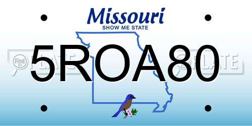 5ROA80 Missouri License Plate