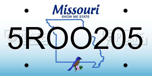 5ROO205 Missouri License Plate