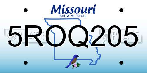 5ROQ205 Missouri License Plate