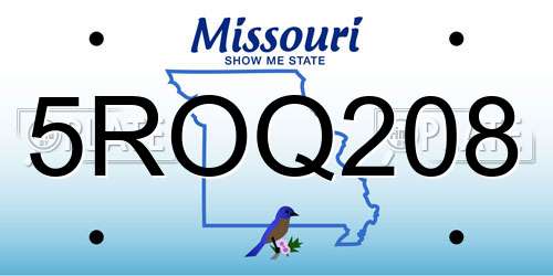 5ROQ208 Missouri License Plate