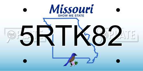 5RTK82 Missouri License Plate
