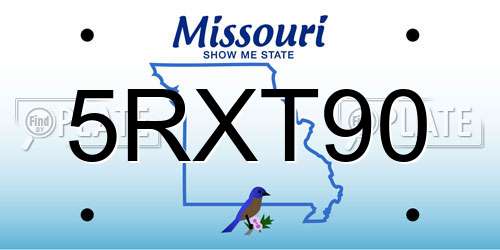 5RXT90 Missouri License Plate