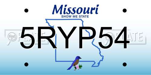 5RYP54 Missouri License Plate