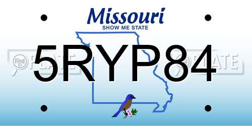 5RYP84 Missouri License Plate
