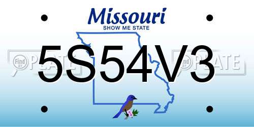 5S54V3 Missouri License Plate