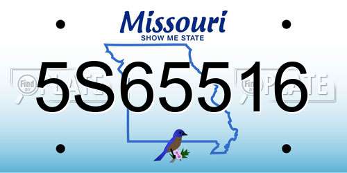 5S65516 Missouri License Plate
