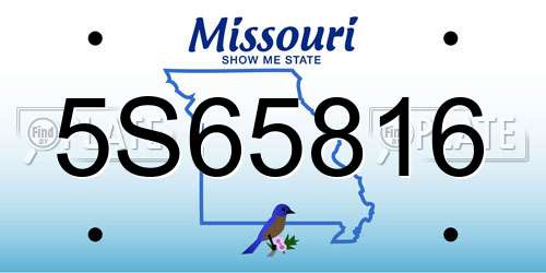 5S65816 Missouri License Plate