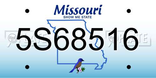 5S68516 Missouri License Plate