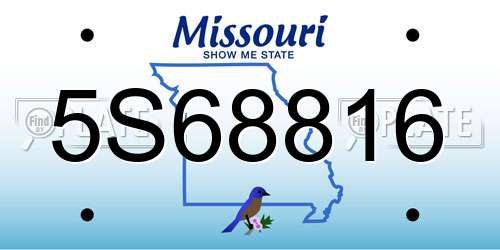 5S68816 Missouri License Plate
