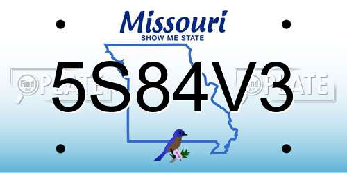 5S84V3 Missouri License Plate