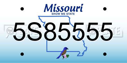 5S85555 Missouri License Plate